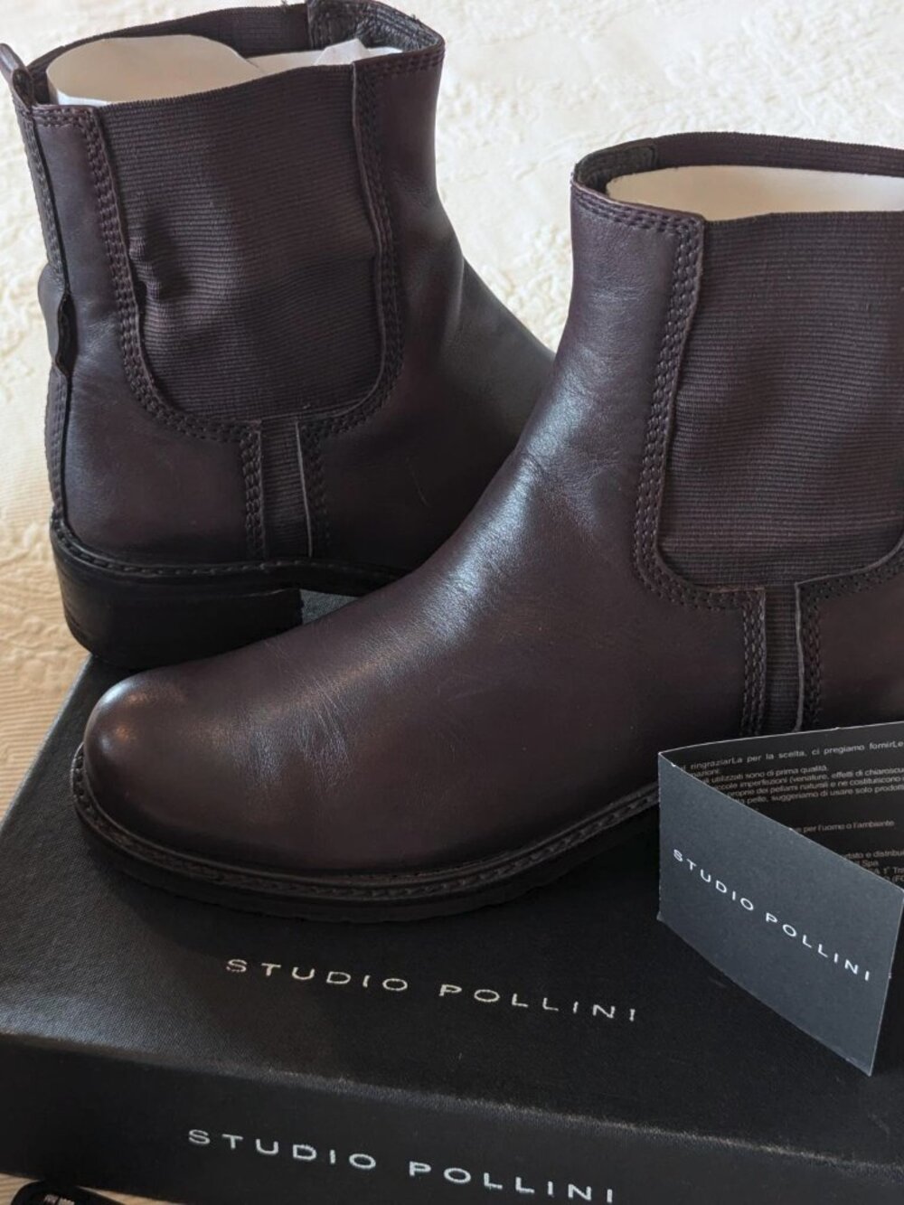 Studio Pollini Italy Dark Brown Leather Lug Chelsea Boots 39 Removable Straps